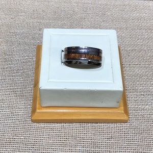 Alamea Koa Wood Titanium and Sterling Silver Ring